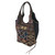 Leather accent cotton blend shoulder bag, 'Gorgeous Geometry in Navy' - Handmade Cotton Blend Patchwork Geometric Shoulder Bag (image 2f) thumbail
