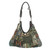 Leather accent cotton blend shoulder bag, 'Graceful Geometry in Green' - Handmade Thailand Cotton Blend Patchwork Shoulder Bag (image 2a) thumbail