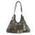 Leather accent cotton blend shoulder bag, 'Graceful Geometry in Green' - Handmade Thailand Cotton Blend Patchwork Shoulder Bag (image 2c) thumbail