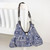 Leather accent cotton blend shoulder bag, 'Graceful Geometry in Blue' - Artisan Handmade Cotton Blend Patchwork Shoulder Bag (image 2b) thumbail