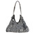 Leather accent cotton blend shoulder bag, 'Graceful Geometry in Black' - Cotton Blend Handmade Artisan Patchwork Shoulder Bag (image 2c) thumbail