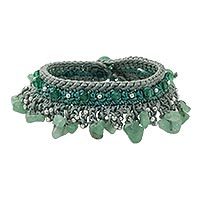 Quartz and aventurine beaded bracelet,