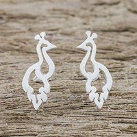 Sterling silver button earrings,