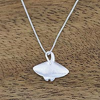 Sterling silver pendant necklace, 'Glimmering Stingray' - Sterling Silver Stingray Pendant Necklace from Thailand