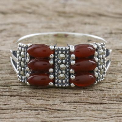 Onyx and marcasite cocktail ring, Victorian Passion