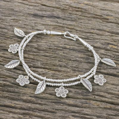 Silver beaded charm bracelet, Hill Tribe Seasons