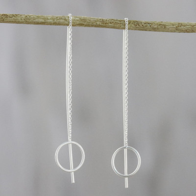 Sterling silver threader earrings, Icy Balloon