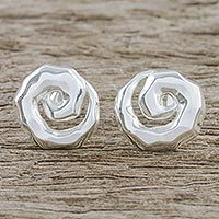 Sterling silver button earrings,