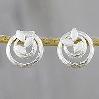 Sterling silver button earrings,