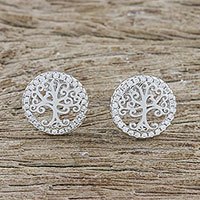 Sterling silver button earrings,