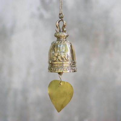 Brass decorative bell 'Elephant Melody' - Decorative Recycled Brass Bell with Elephant Motif