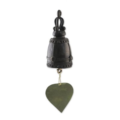 Brass decorative bell, 'Sound of Thailand' - Recycled Antiqued Brass Decorative Bell from Thailand