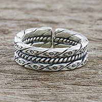 Sterling silver handcrafted jewelry - Handmade Unisex Sterling Silver Wrap Ring from Thailand