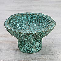 Recycled paper catchall, 'Smooth Living' - Handcrafted Recycled Paper Catchall in Green from Thailand