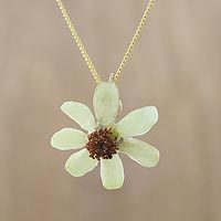 Natural flower pendant necklace,