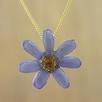 Natural flower pendant necklace,