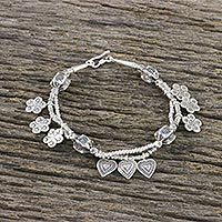 Silver beaded charm bracelet,