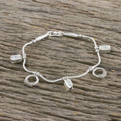 Sterling silver charm bracelet, Coiled Rope