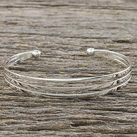 Featured review for Sterling silver cuff bracelet, Aligned Trio