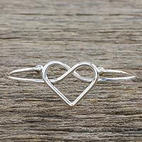 Sterling silver cuff pendant bracelet,