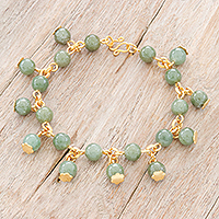 Gold plated jade link bracelet, Jade Deluxe