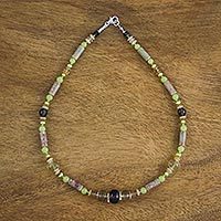 Multi-gemstone beaded necklace,