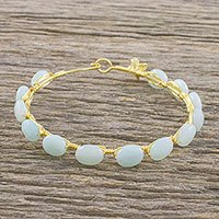 Gold plated chalcedony bangle bracelet,