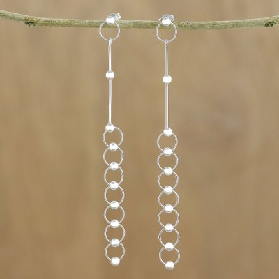 Sterling silver dangle earrings, Metallic Bubbles