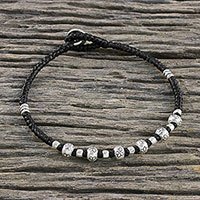 Silver beaded macrame bracelet,