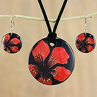 Ceramic jewelry set, 'Floral Melody'