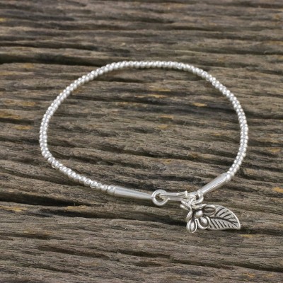 Silver beaded charm bracelet, Little Garden