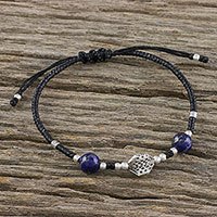 Lapis lazuli beaded pendant bracelet,