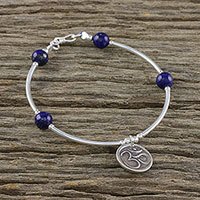 Lapis lazuli beaded charm bracelet,