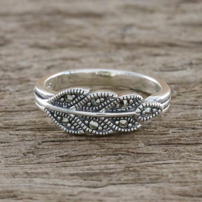 Marcasite pave ring, Starry Leaf