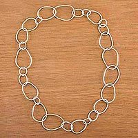 Silver link necklace,