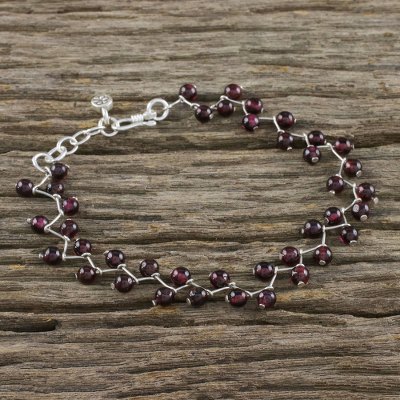 Garnet beaded link bracelet, Garnet Vine