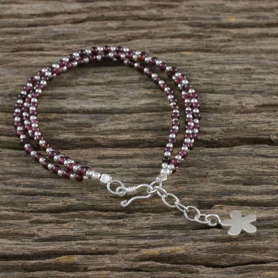 Garnet beaded multistrand bracelet, Natural Joy