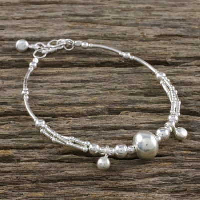 Silver beaded bracelet, Shining Silver