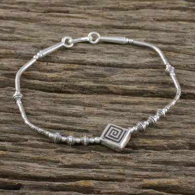 Silver pendant bracelet, Hypnotic Swirls