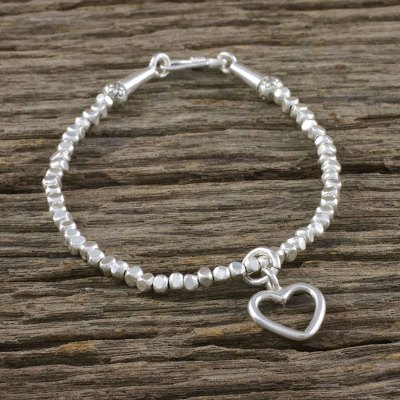 Silver beaded bracelet, Joyful Love