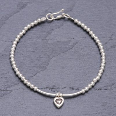 Silver beaded bracelet, Little Love