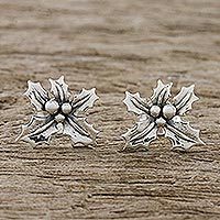 Sterling silver stud earrings,