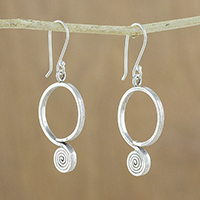 Silver dangle earrings, 'Karen Coils' - Spiral Karen Silver Dangle Earrings from Thailand