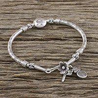 Silver beaded charm bracelet,