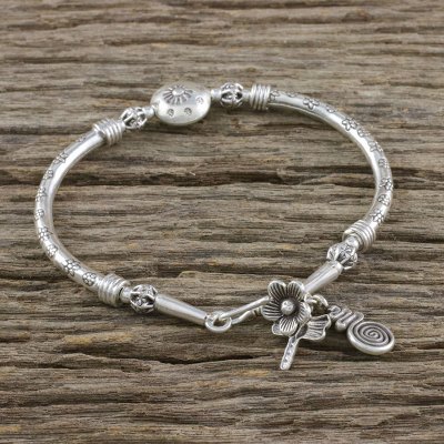Silver beaded charm bracelet, Sunny Karen