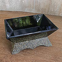 Wood catchall, 'Attractive Chic' - Wood Mosaic Catchall Handcrafted in Thailand