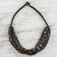Wood beaded necklace,