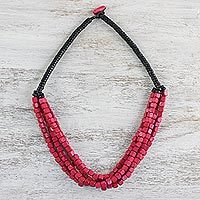 Wood beaded necklace,