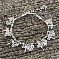 Silver beaded charm bracelet,