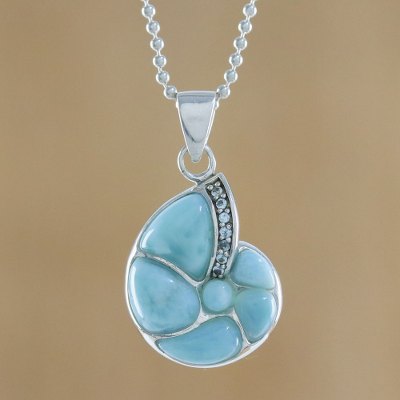 Larimar pendant necklace, Natures Spiral